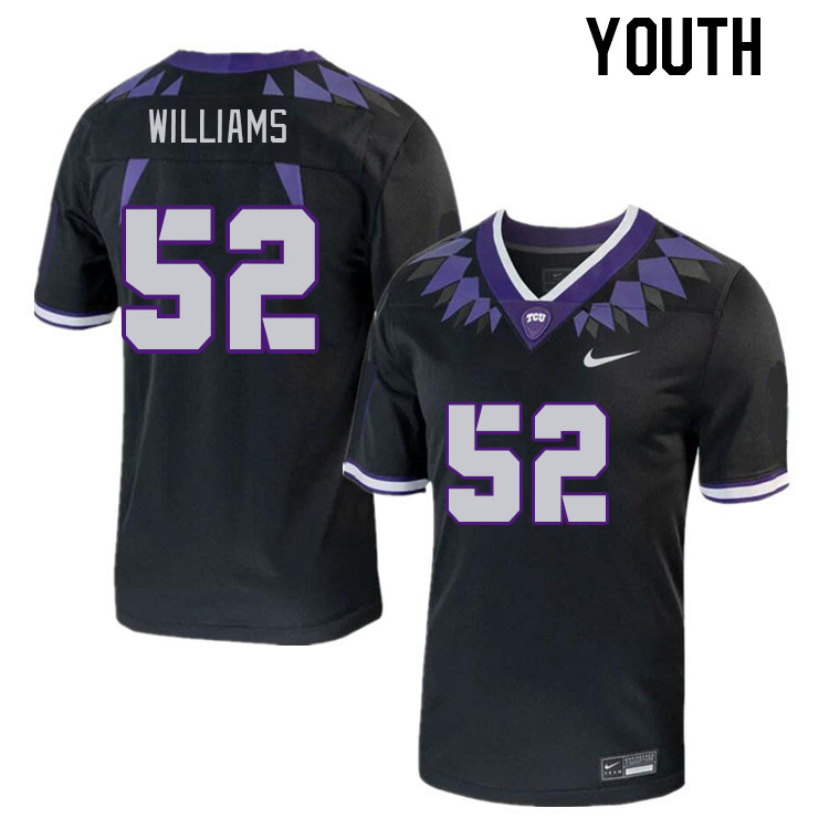 Youth #52 Damonic Williams TCU Horned Frogs 2023 College Footbal Jerseys Stitched-Black - Click Image to Close